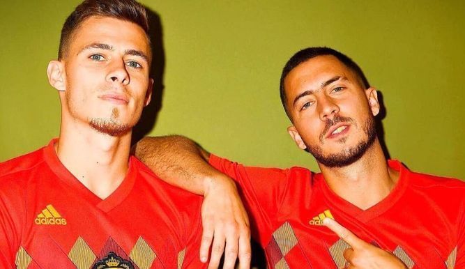 The Hazard brothers posing in Belgian colors