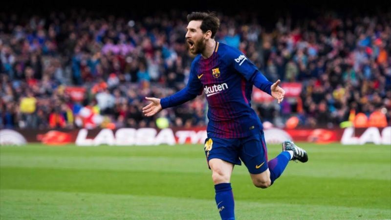 Lionel Messi rejoices after scoring the lone goal of the game against Atletico