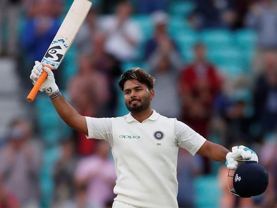 Rishabh Pant celebrates his ton against Australia.