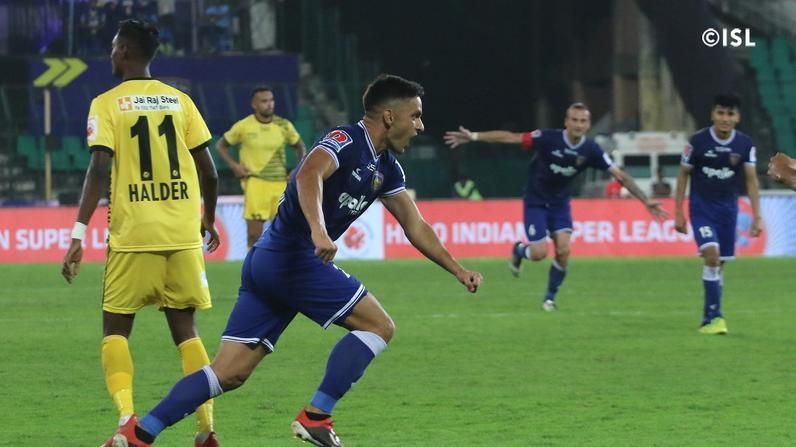 Andre Schembri celebrates after scoring. Photo courtesy ISL