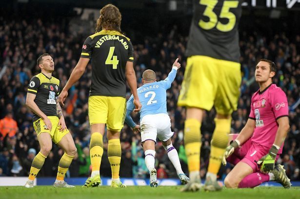 Walker wheels away to celebrate his first league goal for a year, securing all three points in a tense finish