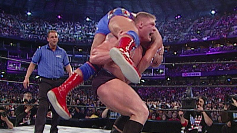 Brock Lesnar versus Kurt Angle. Guess who won?