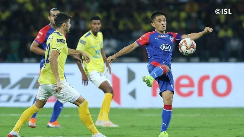 Chhetri made a long run from outside the penalty area to connect the ball with a diving header.
