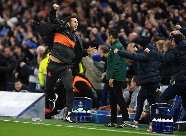 Frank Lampard celebrates as Chelsea level the scoring