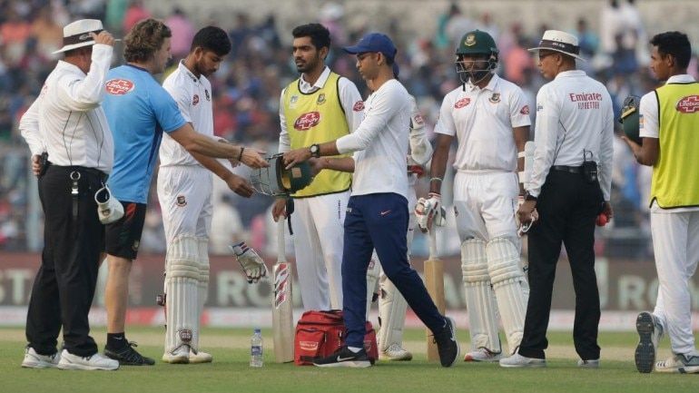 Mohammad Shami&#039;s bouncer hit Nayeem Hasan hard.