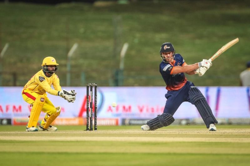 Chris Lynn is captured in action during his 91-run knock against Team Abu Dhabi