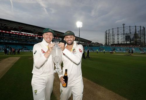 Nathan Lyon (right)