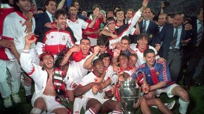 AC Milan celebrate their 1994 Champions League title