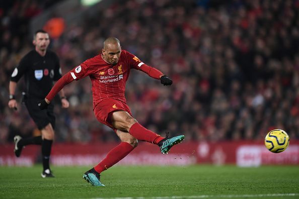 Fabinho lets loose a ferocious shot