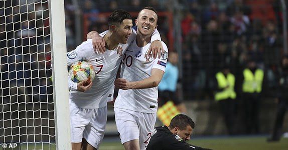 Cristiano Ronaldo celebrates scoring his 99th international goal for Portugal.