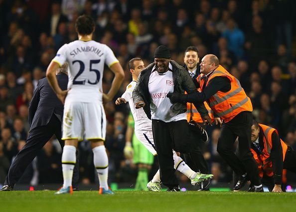 A bizarre pitch invasion marred Spurs' 2014 meeting with Crvena's city rivals Partizan