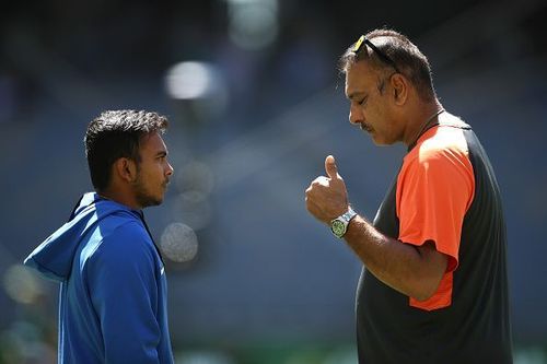 Prithvi Shaw (left) and Ravi Shastri (right)