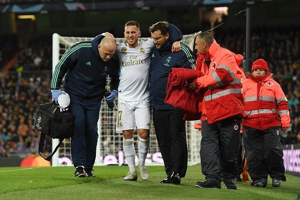 Hazard had to be helped off the pitch after his compatriot inflicted an ankle injury on him in the second-half