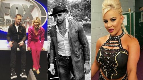 CM Punk, Renee Young, Batista, and Dana Brooke