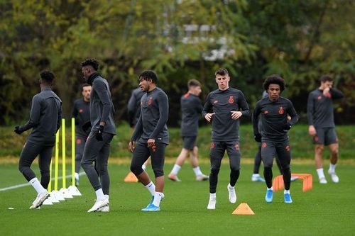 Chelsea training ahead of their clash against Ajax.