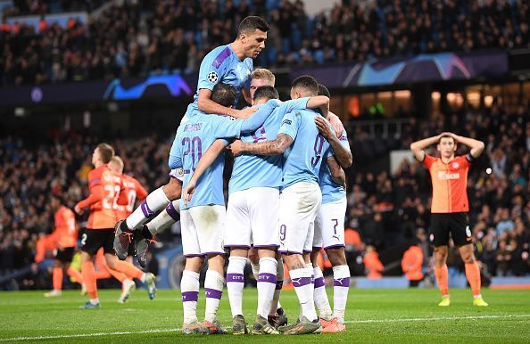 Manchester City celebrates Ilkay Gundogan's goal