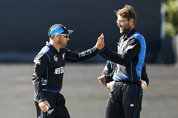 Daniel Vettori with Brendon McCullum