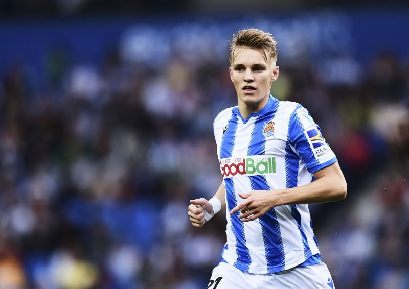 Martin &Atilde;degaard in action for Real Sociedad