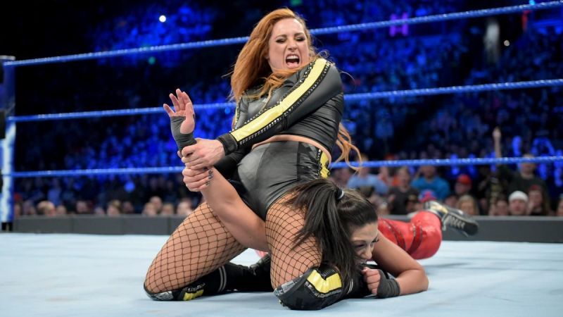 Becky Lynch and Bayley in action