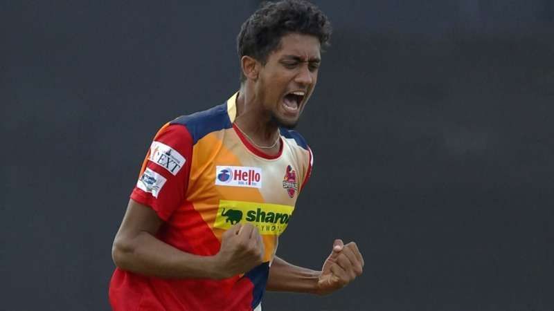 R Sai Kishore in action at TNPL