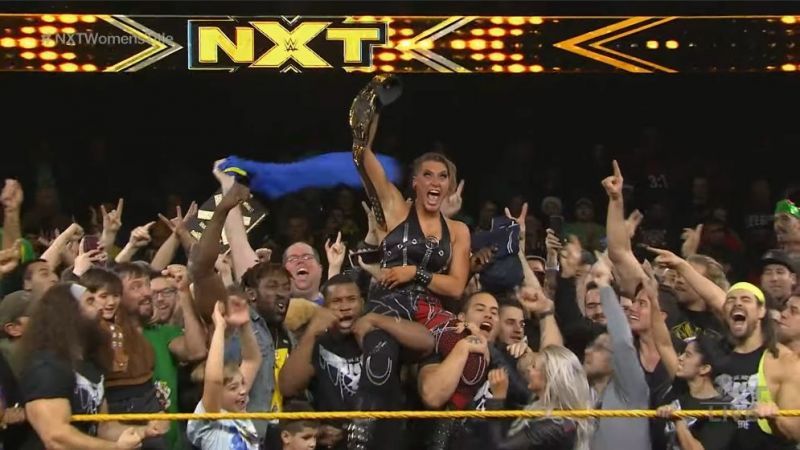 The NXT Universe celebrating with Rhea Ripley