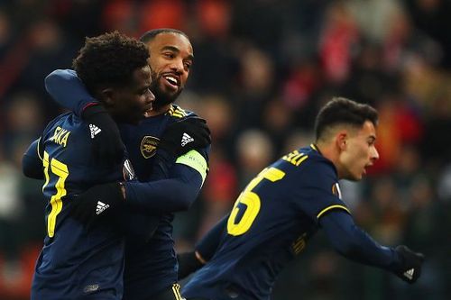 Arsenal's players celebrate