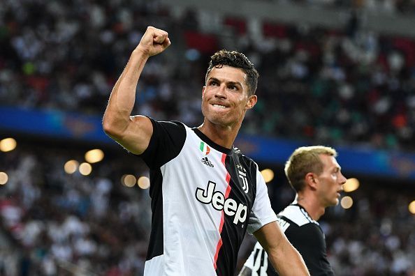 Cristiano Ronaldo celebrates a goal for Juventus