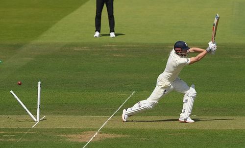 Jonny Bairstow getting cleaned up by a ripper from Ireland's Tim Murtagh at Lord's