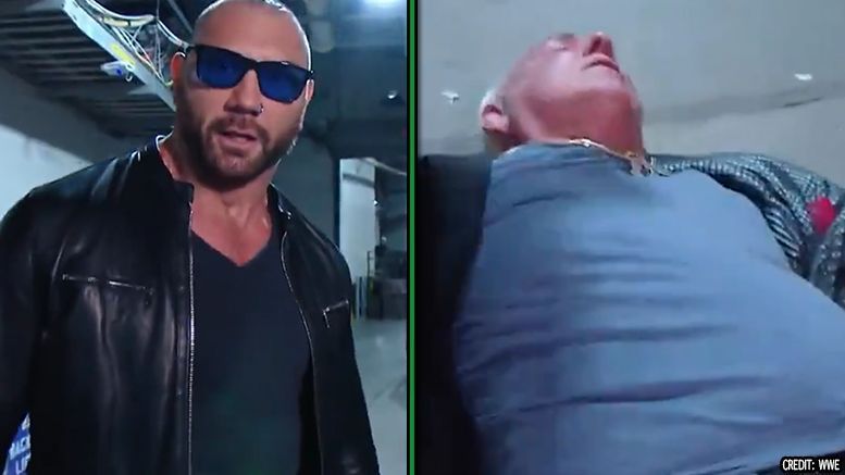 Nature Boy Ric Flair&#039;s birthday party was spoiled by the Animal Batista on Raw.