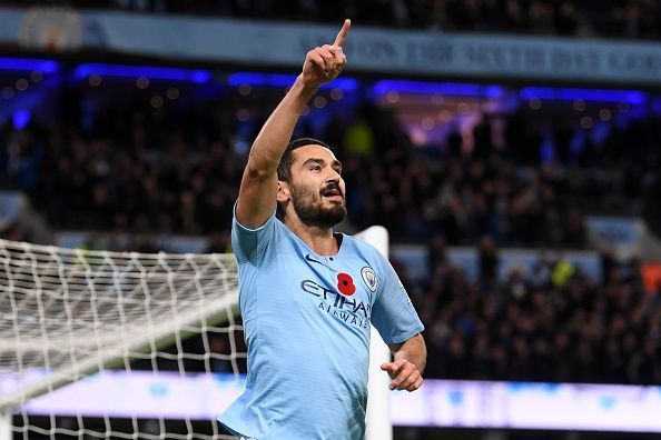 Ilkay Gundogan scored City&#039;s third goal in their November 2018 win at the Etihad