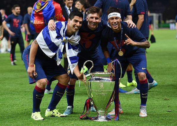 MSN with the Champions League trophy