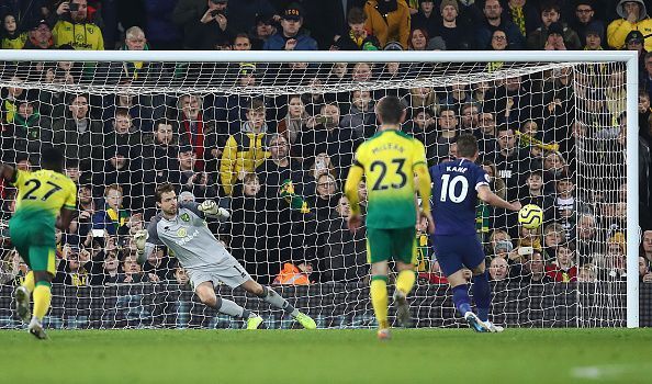 Harry Kane scores the equalising goal versus Norwich City