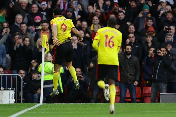 Deeney celebrates his strike.