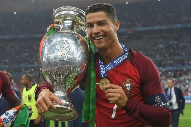 Cristiano Ronaldo poses with his first European Championships title won with Portugal in 2016
