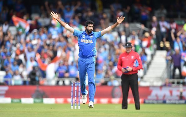 Jasprit Bumrah celebrates a wicket against Sri Lanka