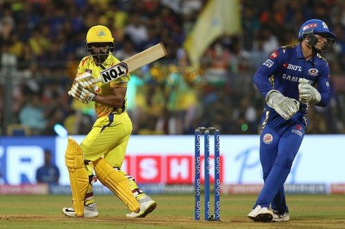 Kedar Jadhav in action against Mumbai Indians