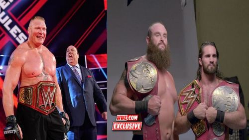 Lesnar, Strowman, and Rollins