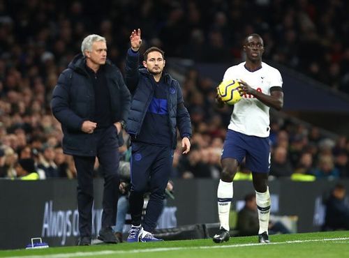 Tottenham Hotspur's José Mourinho and Chelsea's Frank Lampard on the touchline