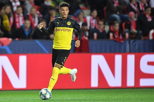 Jadon Sancho in action for Borussia Dortmund