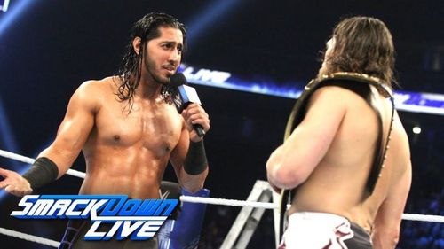 Mustafa Ali confronting then-WWE Champion Daniel Bryan on December 11, 2018