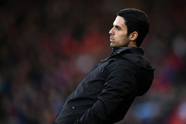 Mikel Arteta at his very first game in charge of Arsenal 