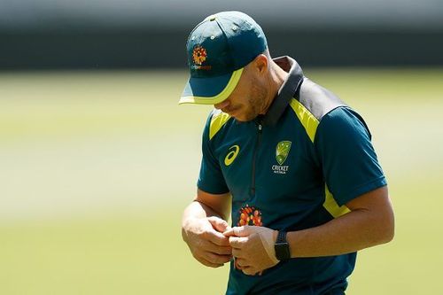 David Warner in the Australian net session