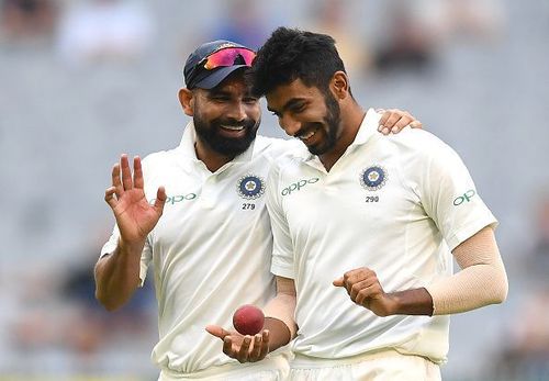 Mohammad Shami (L) and Jasprit Bumrah (R)