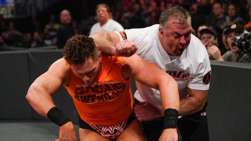 Shane McMahon attacking The Miz at Fastlane