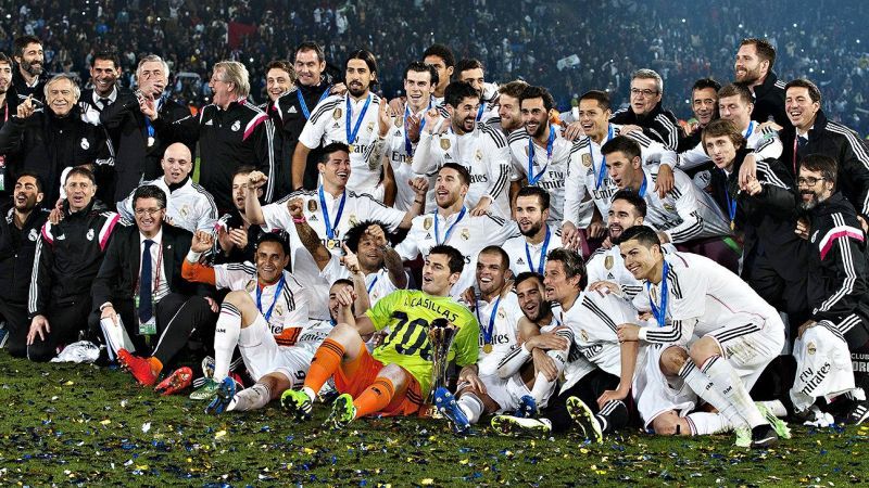 Real Madrid celebrate their 2013-14 Copa del Rey win against Barcelona