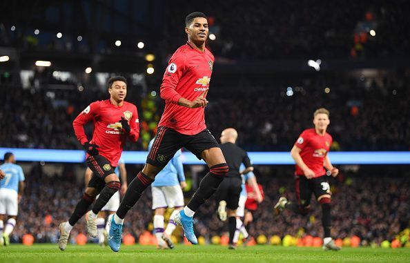 Rashford scored United&#039;s opener against Manchester City 