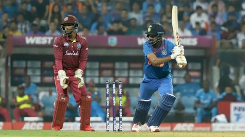 KL Rahul bats against West Indies