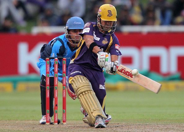 Gautam Gambhir playing for Kolkata Knight Riders in the Champions League T20