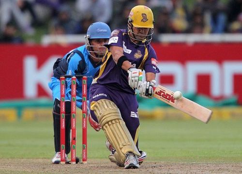 Gautam Gambhir playing for Kolkata Knight Riders in the Champions League T20