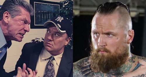 Vince McMahon, Paul Heyman and Aleister Black.